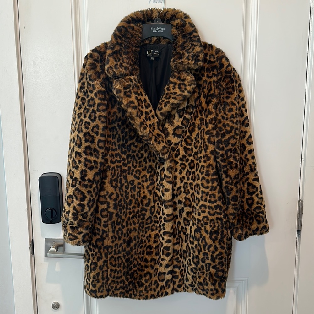 Zara Leopard Print Faux Fur Coat - barely worn